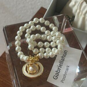 Vivienne Westwood SIMONETTA 3D Orb ENAMEL Pearl Choker Necklace